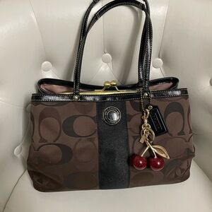 Coach Brown Signature Canvas Tote